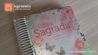 Bíblia Sagrada || Anote e espiral || Flores e borboletas