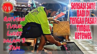 SATE BABI ENAK DAN MURAH DI PASAR TIMBUL KETEWEL | HARGA RP 10.000 | SATE BUMBU BALI #KULINERBALI