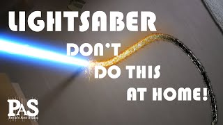 Star Wars Jedi lightsaber burn-mark effect test