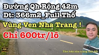 Đất Thổ Cư Ven Nha Trang Đường Qh Rộng 42m, có 3 lô dt từ 365m2 tại khánh bình khánh vĩnh