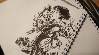 In my Sketchbook Tour | A6 Book Drawing quickly a Girl Hands Evil