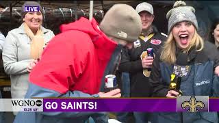 live shot at saints tailgate