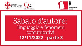 Sabato d'autore - “Linguaggio e fenomeni comunicativi”