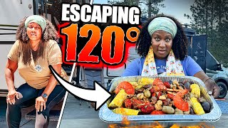 Escaping 120°F living in my camper van (cooking lobster & crab seafood boil) - RV LIFE