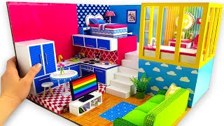 DIY Miniature Cardboard House #5 bathroom, kitchen, bedroom, living room for a family