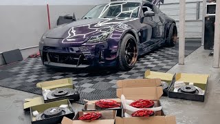 Crazy Widebody 350z gets Akebono big brake swap! DIY