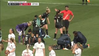 Imani Dorsey and Kelley O'Hara collide hard!!!!