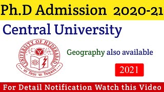 PHD ADMISSION 2021 IN University of Hyderabad | PhD Notification of January 2021 | Latest PhD Notice