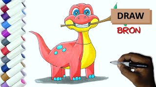 Drawing Bron The Dinosaur !!! How To Draw Bron The Dinosaur from Poppy Playtime