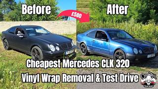 Cheapest Mercedes CLK 320 for £580 | Vinyl Wrap Removal & Test Drive | Old Skull Garage