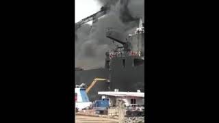 Fire at ship at waruna drydock belawan