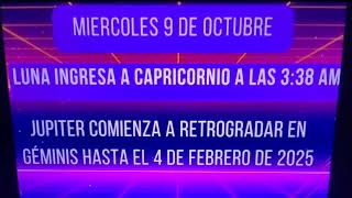 📌📅Miércoles 9 de Octubre. JUPITER RETROGRADA EN GEMINIS. Que nos deparan los astros hoy? 📌📅