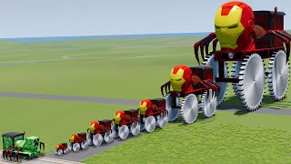 Big & Small Choo-Choo Charles Iron Man with Saw Wheels vs Minecraft Creeper Train | BeamNG.Drive