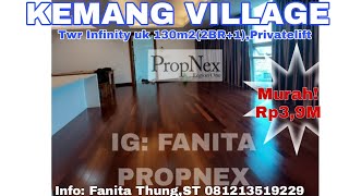 Murah!Dijual Apt Kemang Village Twr Infinity uk 130m2(2BR+1),Privatelift,lt 20an,Timur,Rp3,9M