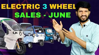 Electric 3 wheeler Sales June 2024 🔥 4% drop in Electric Auto Rickshaw Sales