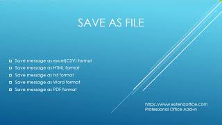 How to save emails as other format file in Outlook