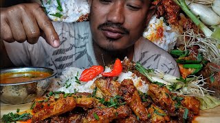 Eating spicy chicken wings 🌶️ khemprai Village food