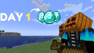 Found Diamond On First Day of Survival | Making My First House I Ever Build In Minecraft