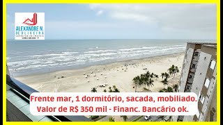 Frente para o mar, 1 dormitório, sacada, garagem, móveis planejados, R$ 350 mil, em Praia Grande.