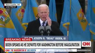 An emotional Biden speaks as he prepares to depart Delaware ahead of his inauguration