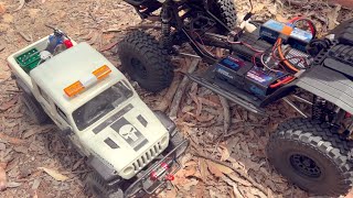 My jeep gladiator 1:10 met Axial SCX6 1:6 Honcho RC Car Rock Crawler Off Road Trail Ep.11