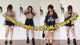 summer fashion trends i'm ACTUALLY wearing | jorts, boxer shorts, off the shoulder tops + more