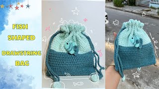 How to crochet fish drawstring bag 🐟  | Cri crochet