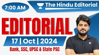 17 October 2024 | The Hindu Analysis | The Hindu Editorial | Editorial by Vishal sir | Bank | SSC