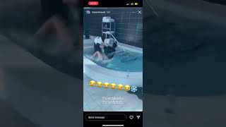 Lukaku and Jorginho fighting in swimming pool on Mason Mount Instagram