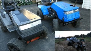 Racing My Two Pulley Swapped  Lawn Mowers! + Mudding Lawn Mowers