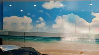 Full garage wrap to look like a beach scene