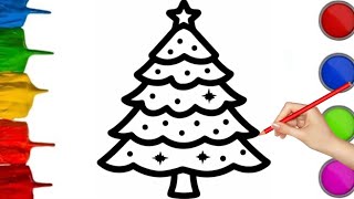 Merry Christmas Drawing / Christmas Drawing Easy Steps  / Christmas Tree Drawing/Christmas Painting