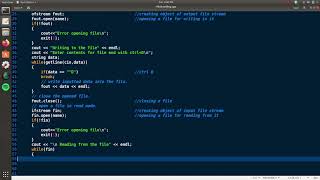 C++ Code For Implementation  Of File Handling