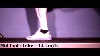 Different foot strike patterns at constant speed in slow motion (550 fps)