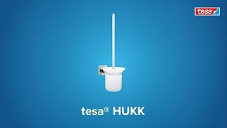 How to apply the chromed, angular tesa® Hukk toilet brush holder