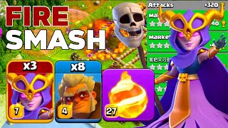 Easy and Powerful: TH16 Warden Fireball Super Witch Druid Smash Attacks! Clash of Clans