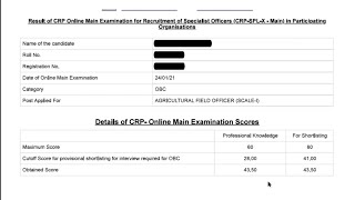 ibps spl X 2020-21 afo final score card with interview marks #afo #ibpsso #agriculture