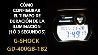 Cómo configurar el tiempo de duración de la iluminación (1 ó 3 segundos) en el reloj G-Shock GD-400