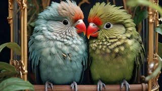 Five minutes of birds watching__relaxing sound of lovebirds__budgies chirping