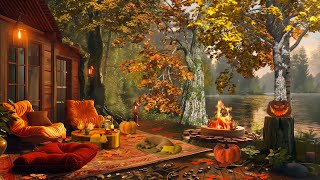 Autumn Day on Cozy Porch by the Lake with Fall Vibes and Relaxing Ambience