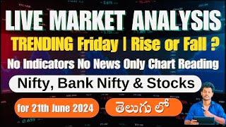 🔴 Live Market Analysis in Telugu | for 21th June 2024 by Vikas Kanchanapally