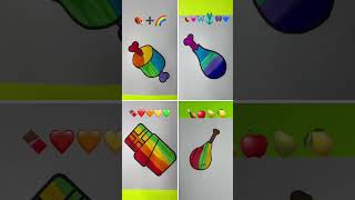 ❤️🧡💛💚 + 🍗🍎🍐🍋 Satisfying art #art #viral #painting #easydrawing #satisfying #drawing  #coloring