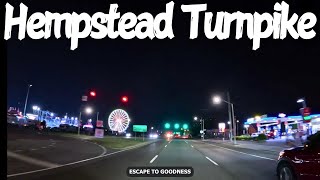 Hempstead Turnpike - Elmont to Farmingdale - NY - 4K Night Drive