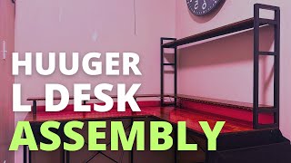 Huuger L Shaped Gaming Desk with LED Lights & Power Outlets Assembly | Lateefa 88" L Shaped Desk LED