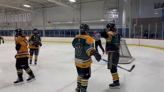 Powell River U18 Kings' forward Liam Carroll scores his first of two goals versus Peninsula Eagles