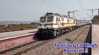 Ferocious 130 Kmph KARNAVATI EXPRESS !! BRC WAP7 Thrashed Kelve Road