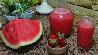 عصير بالدلاح🍉 و الفريز 🍓منعش و لذيذ بزاف🍷😍😍