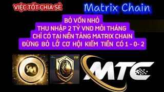 BỎ VỐN NHỎ THU NHẬP 2 TỶ VND MỖI THÁNG CHỈ CÓ TẠI NỀN TẢNG MATRIX CHAIN ĐỪNG BỎ LỠ