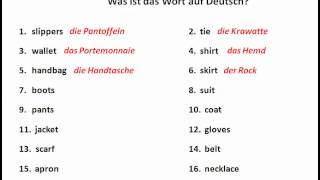 Clothing vocabulary in German warm up exercise - www.germanforspalding.org