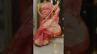 Pink Chanderi saree with Golden Readymade sleeveless blouse | How to drape a saree? #sareehaul